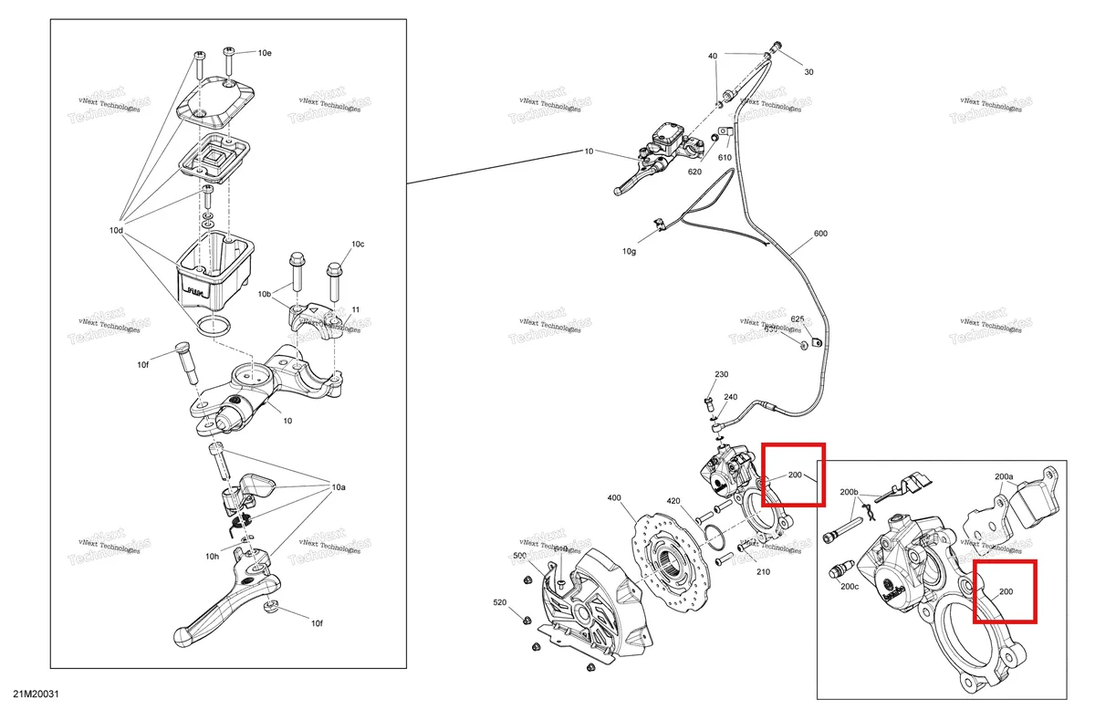 Деталь 507032594 (Деталь Caliper Ass'y. Includes 12 To 16) на схеме узла 2020 Ski-Doo 005.2 - SUMMIT X- EXPERT - 165