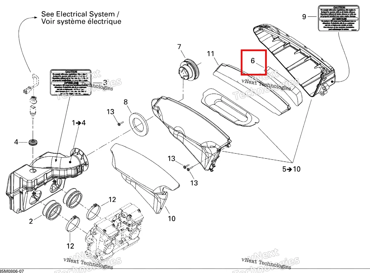 Деталь 508000145 (Деталь Inner Foam) на схеме узла 2008 Ski-Doo GTX LTD 600 HO SDI Air Intake System