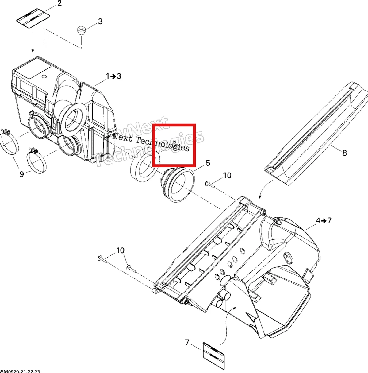 Деталь 508000199 (Деталь Outer Foam) на схеме узла 2009 Ski-Doo GSX Fan Air Intake System