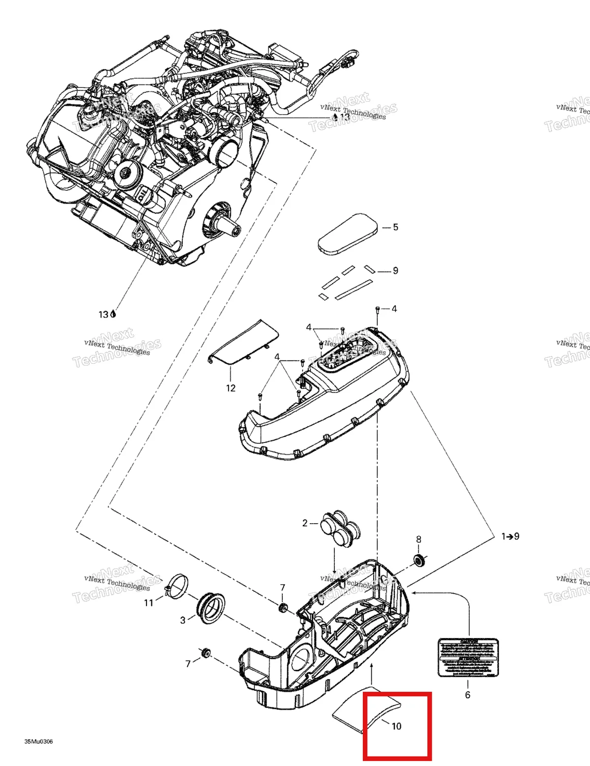 Деталь 508000250 (Воздушный фильтр) на схеме узла 2003 Ski-Doo Grand Touring V-1000 Air Intake System