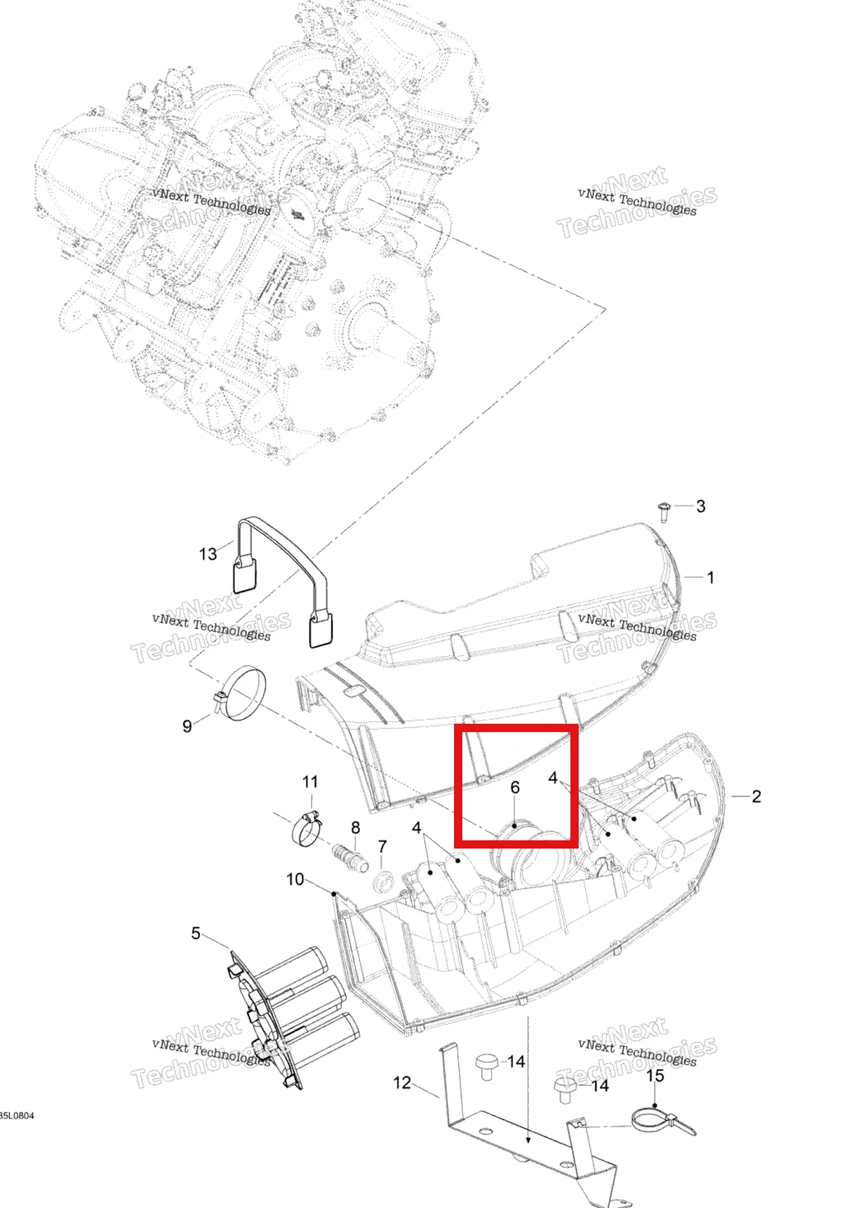 Деталь 508000254 (Впускной Адаптер) на схеме узла 2008 Ski-Doo Expedition V-1300 Air Intake System