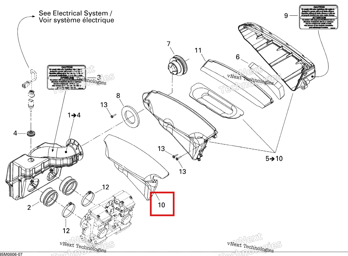 Деталь 508000310 (Деталь Outer Foam) на схеме узла 2008 Ski-Doo GTX LTD 600 HO SDI Air Intake System