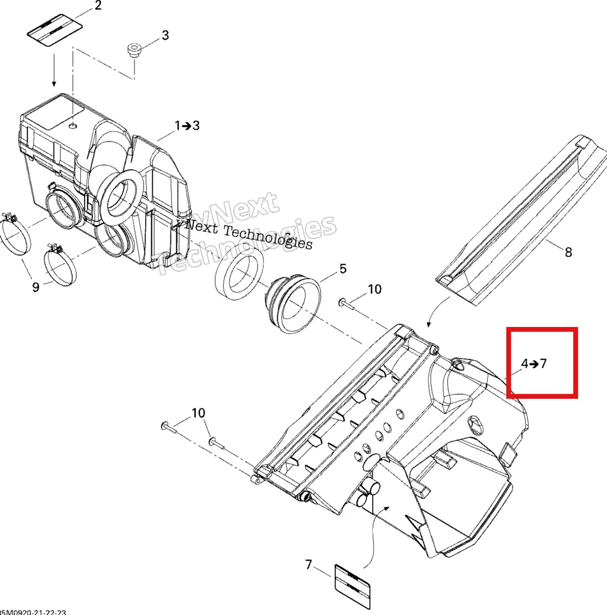 Деталь 508000376 на схеме узла 2009 Ski-Doo GSX Fan Air Intake System