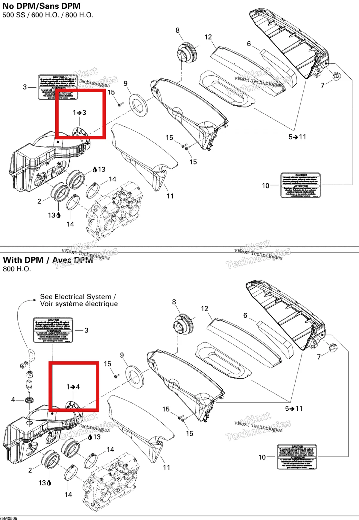 Деталь 508000390 на схеме узла 2005 Ski-Doo MX Z 500SS Trail & Adrenaline Air Intake System