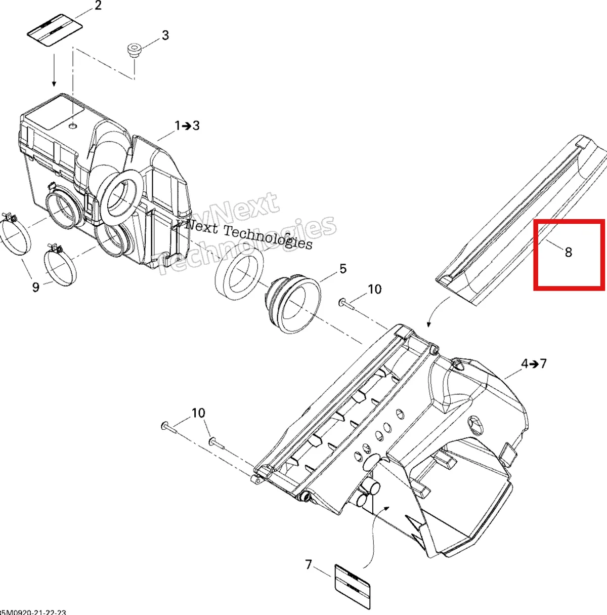 Деталь 508000394 (Фильтр) на схеме узла 2009 Ski-Doo GSX Fan Air Intake System