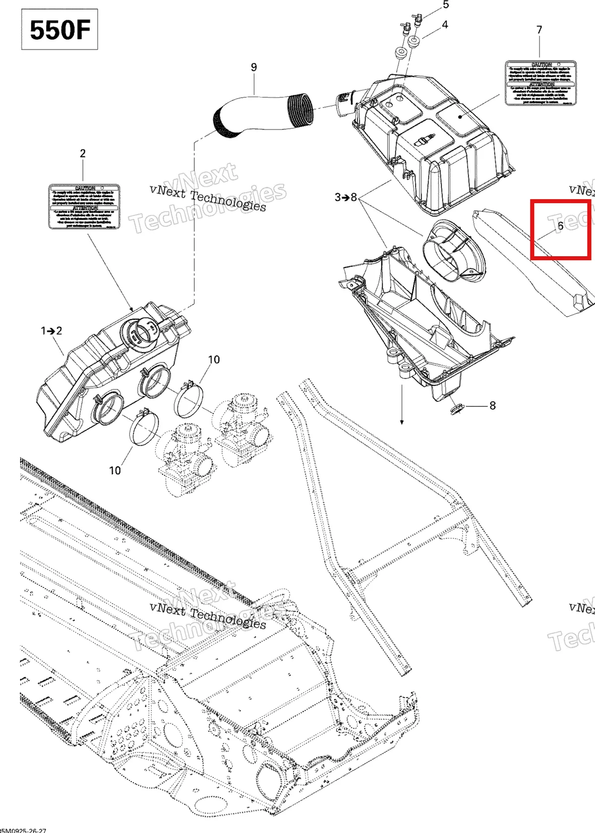 Деталь 508000409 (Воздушный фильтр) на схеме узла 2009 Ski-Doo Skandic Tundra LT 550F Air Intake System