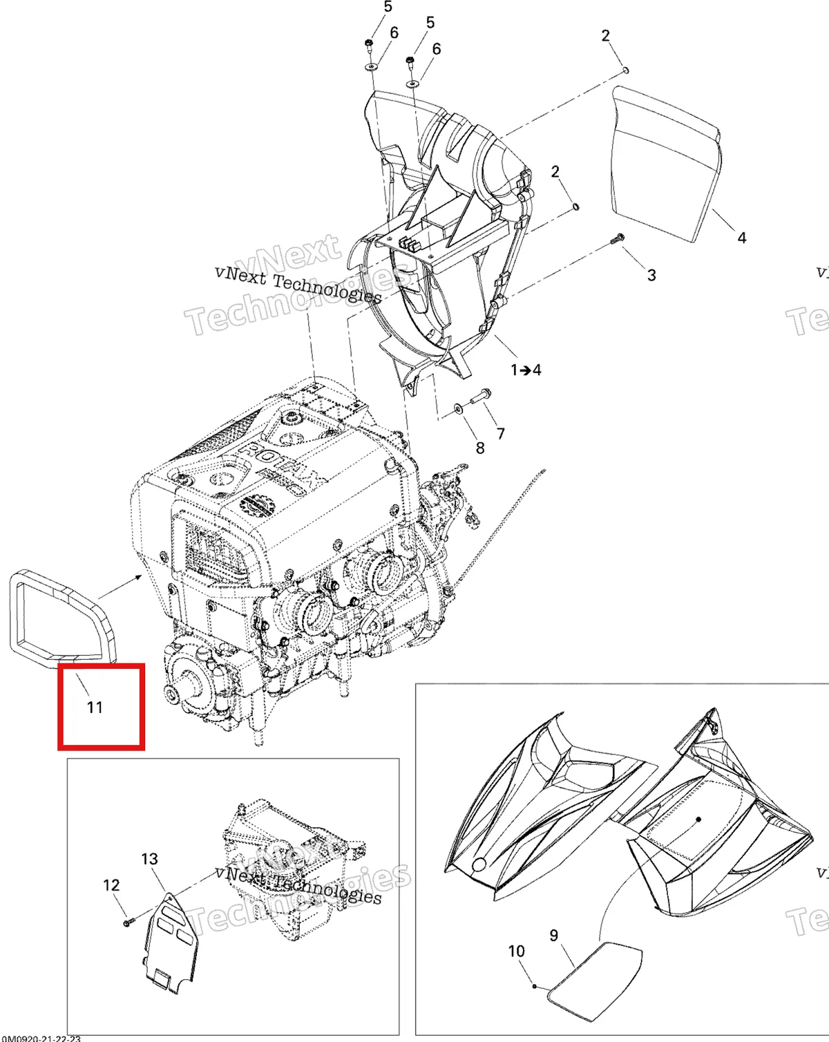 Деталь 508000450 (Пена) на схеме узла 2009 Ski-Doo GSX Fan Cooling System