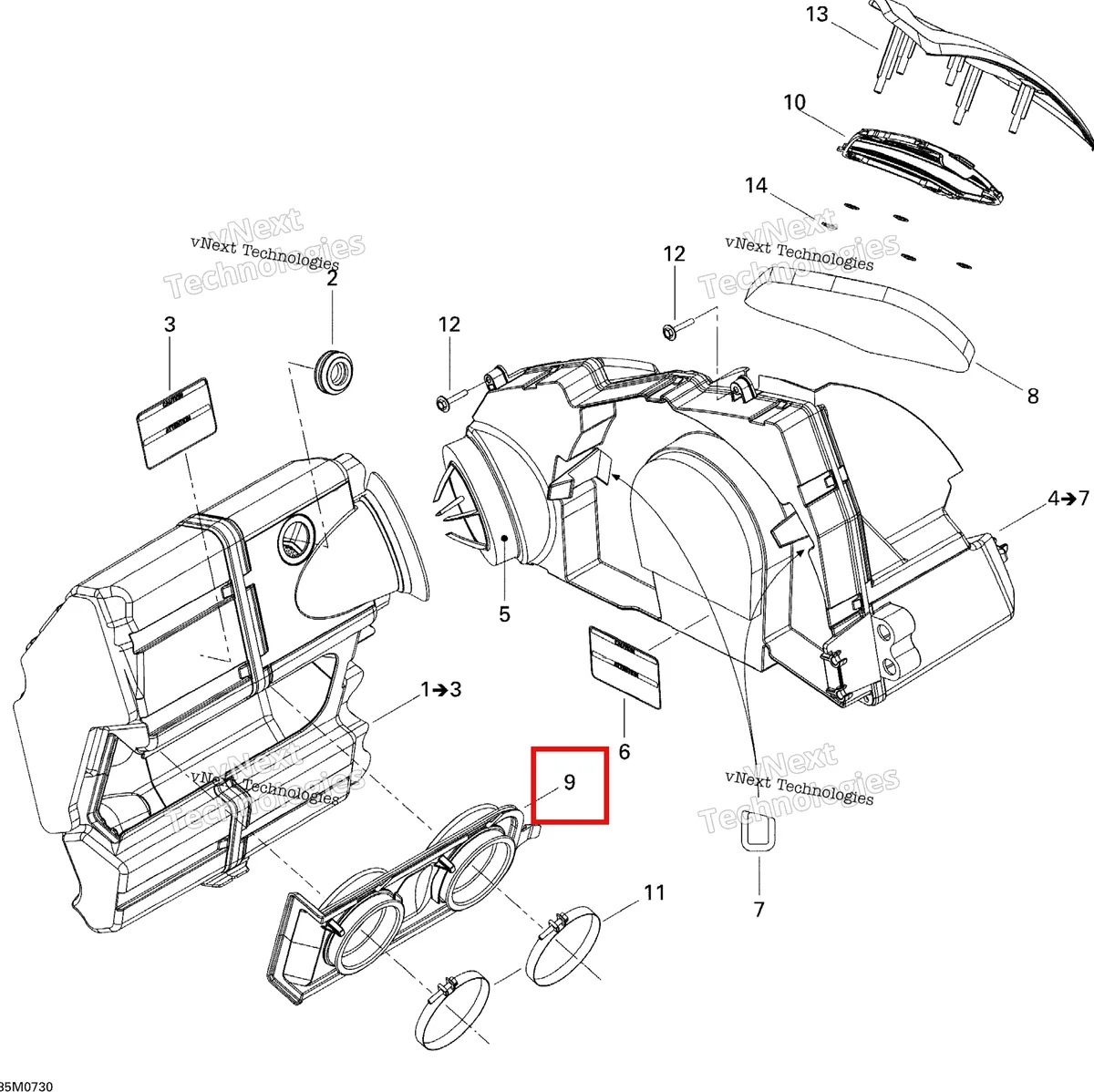Деталь 508000451 на схеме узла 2007 Ski-Doo MACH Z Adrenaline Air Intake System