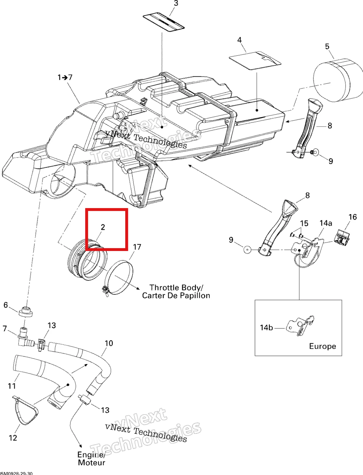Деталь 508000491 (Деталь Air Intake Adaptor) на схеме узла 2009 Ski-Doo Legend Touring Air Intake System