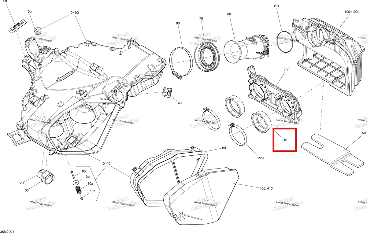 Деталь 508000501 (Деталь Intake Adapter) на схеме узла 2020 Ski-Doo SUMMIT 600 CARB Engine - Air Intake