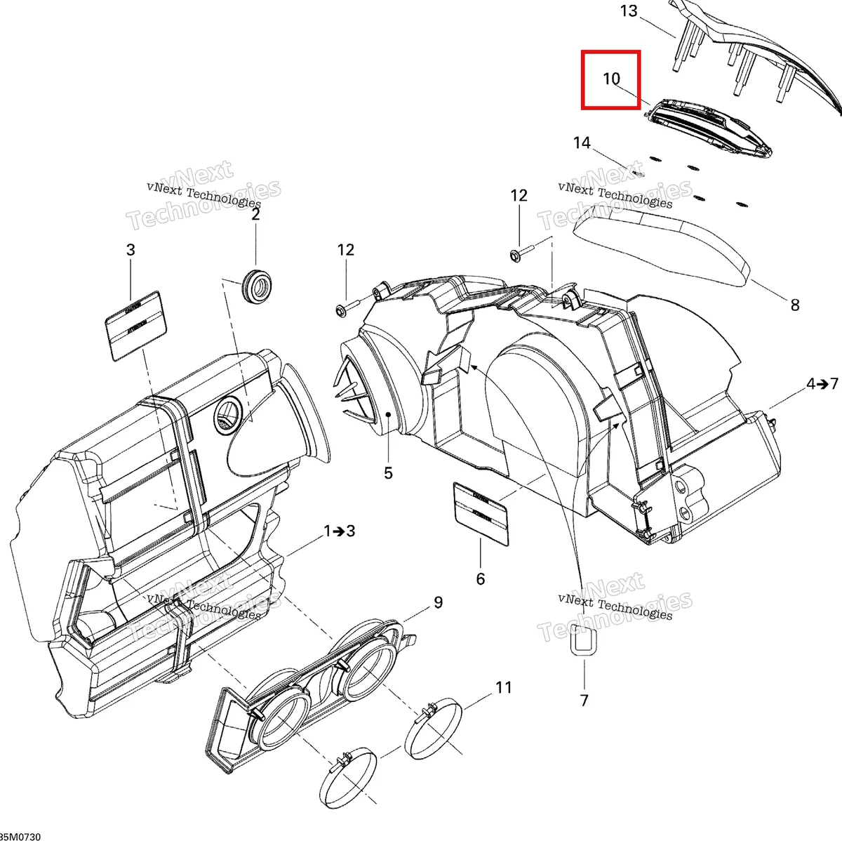 Деталь 508000506 на схеме узла 2007 Ski-Doo MACH Z Adrenaline Air Intake System