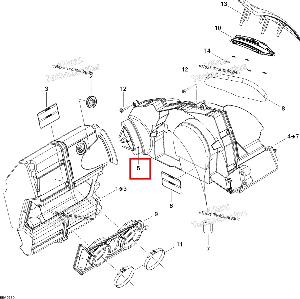 Деталь 508000520 на схеме узла 2007 Ski-Doo MACH Z Adrenaline Air Intake System
