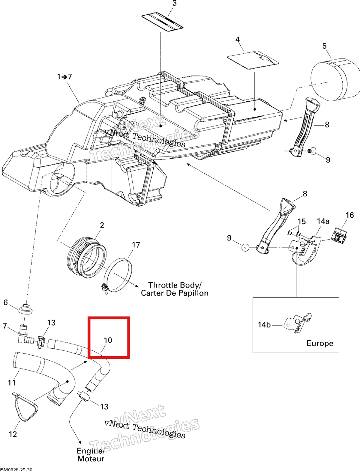 Деталь 508000578 (Деталь Crankase Vent Hose) на схеме узла 2009 Ski-Doo Legend Touring Air Intake System
