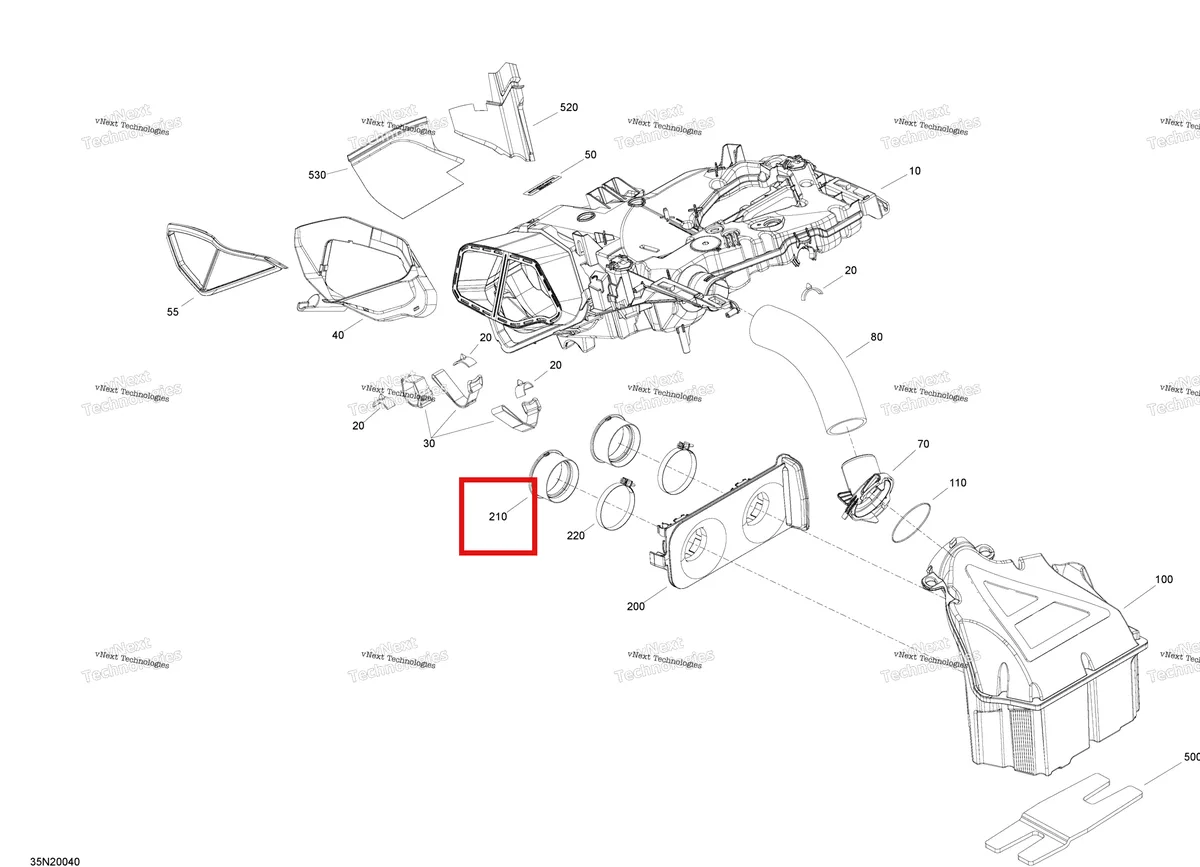 Деталь 508000594 (Адаптер Впускного Воздуха) на схеме узла 2020 Ski-Doo SKANDIC WT 550F Engine - Air Intake
