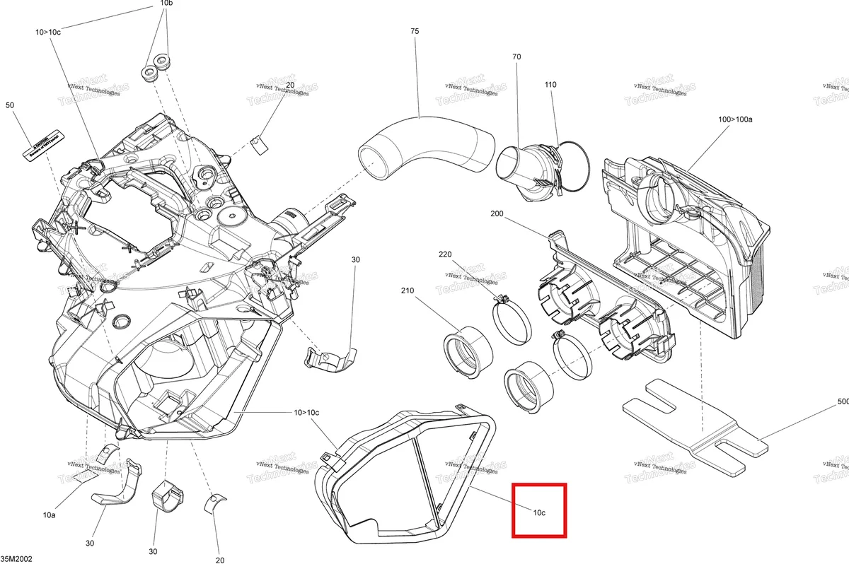 Деталь 508000595 (Фильтр Забора Воздуха) на схеме узла 2020 Ski-Doo TUNDRA 550F Engine - Air Intake