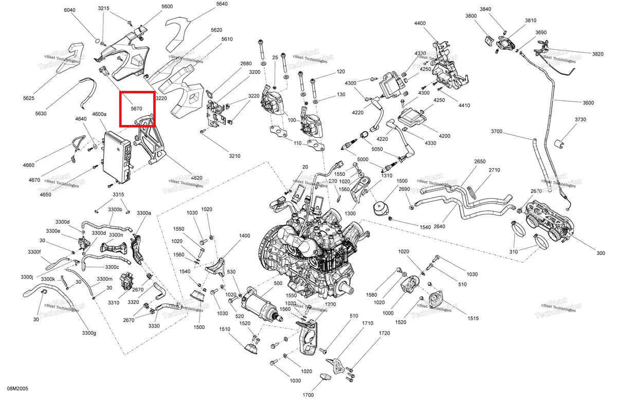 Деталь 508000599 (Липучки) на схеме узла 2020 Ski-Doo TUNDRA 600HO E-TEC Engine - System