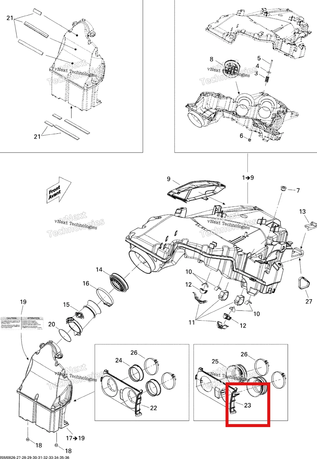 Деталь 508000605 на схеме узла Air Intake System