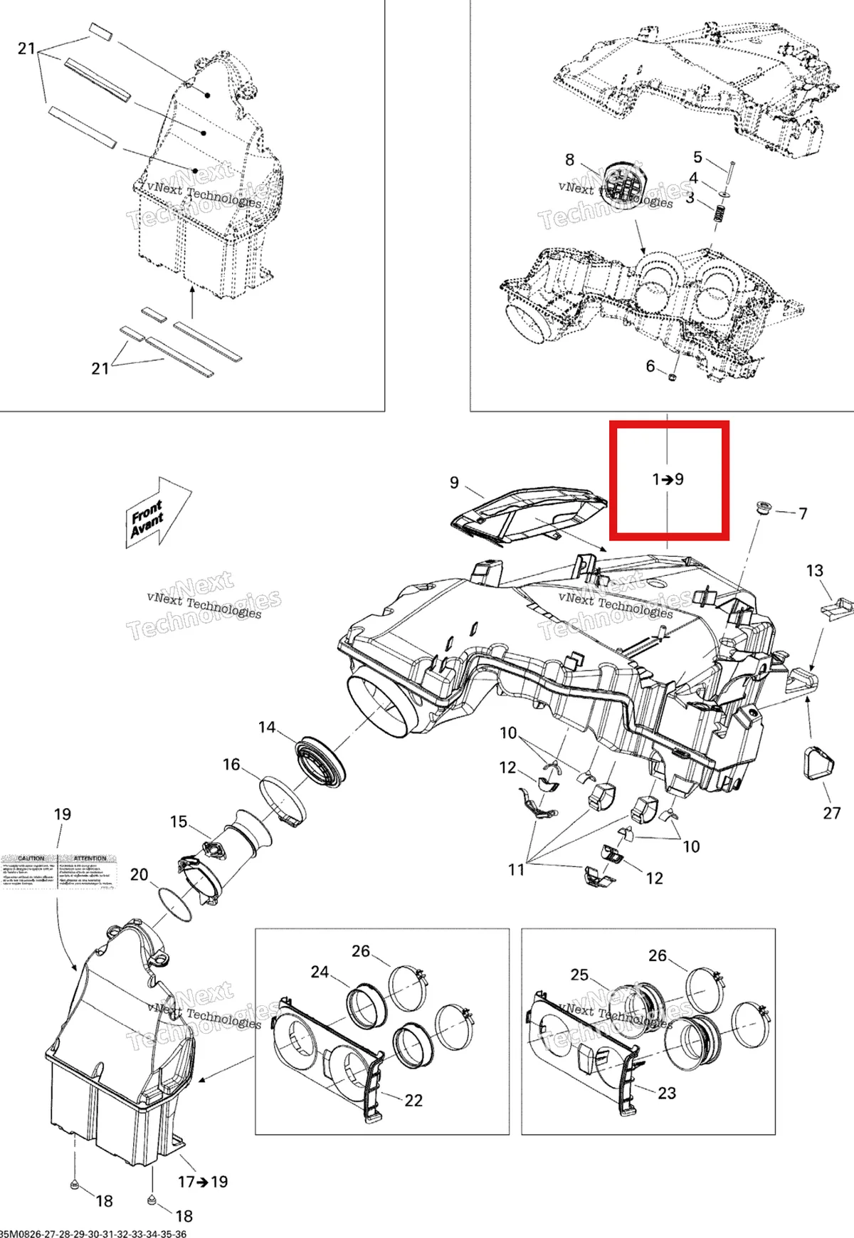 Деталь 508000607 (Деталь Secondaire Chamber Ass'y. Includes 1 To 6) на схеме узла Air Intake System