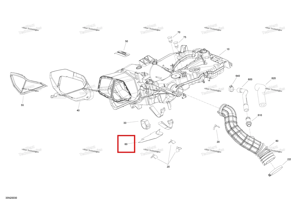 Деталь 508000622 (Тепловой Щит) на схеме узла 2020 Ski-Doo SKANDIC WT 900 ACE Engine - Air Intake