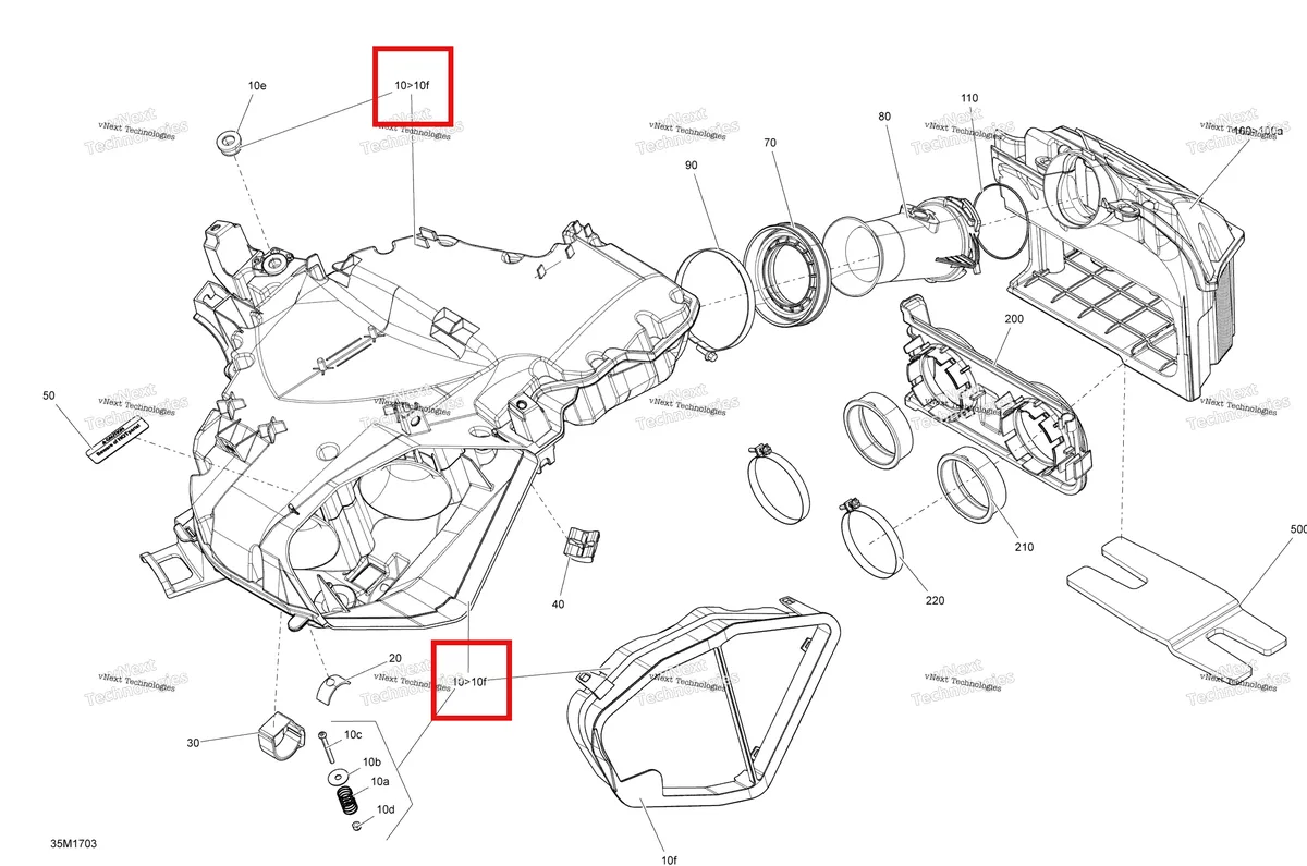 Деталь 508000624 (Деталь Secondary Chamber Ass'y. Includes 1 To 7a, 800r) на схеме узла 2017 Ski-Doo RENEGADE - 2-STROKE - 600 CARB Air Intake System