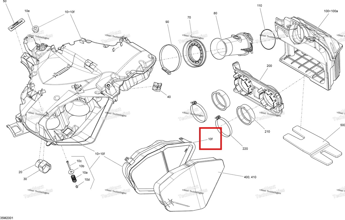 Деталь 508000626 (Воздушный фильтр) на схеме узла 2020 Ski-Doo SUMMIT 600 CARB Engine - Air Intake