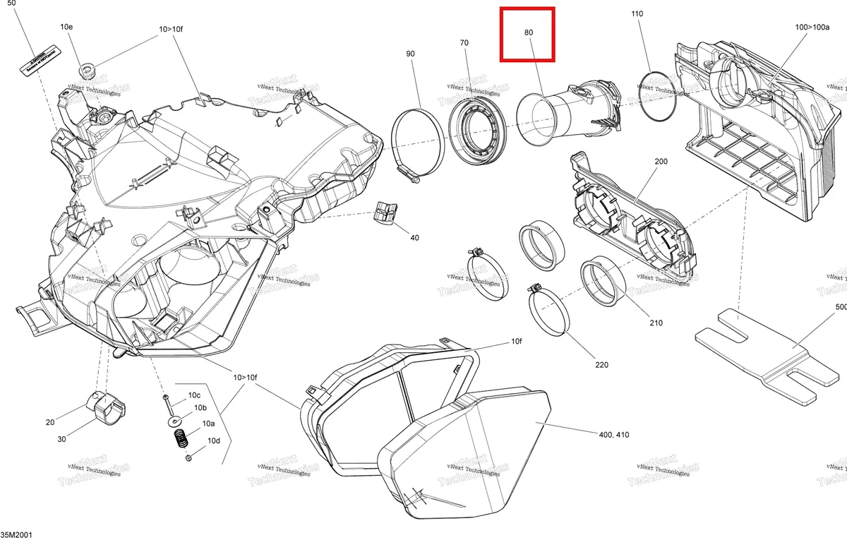 Деталь 508000661 (Флейта) на схеме узла 2020 Ski-Doo SUMMIT 600 CARB Engine - Air Intake