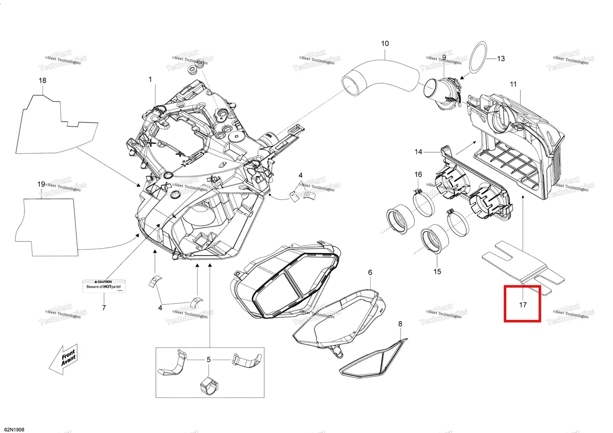 Деталь 508000674 (Утеплен Пенопластом) на схеме узла 2019 Ski-Doo SKANDIC WT 550F Air Intake Manifold - 550F