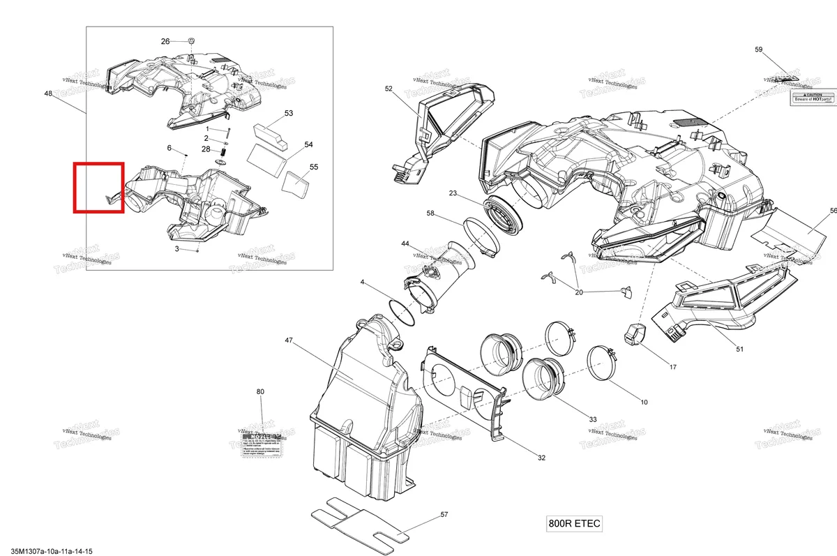 Деталь 508000683 (Деталь Secondary Chamber Ass'y. Includes 1 To 10) на схеме узла 2013 Ski-Doo MXZ XRS 800RE XP Air Intake System 800Retec