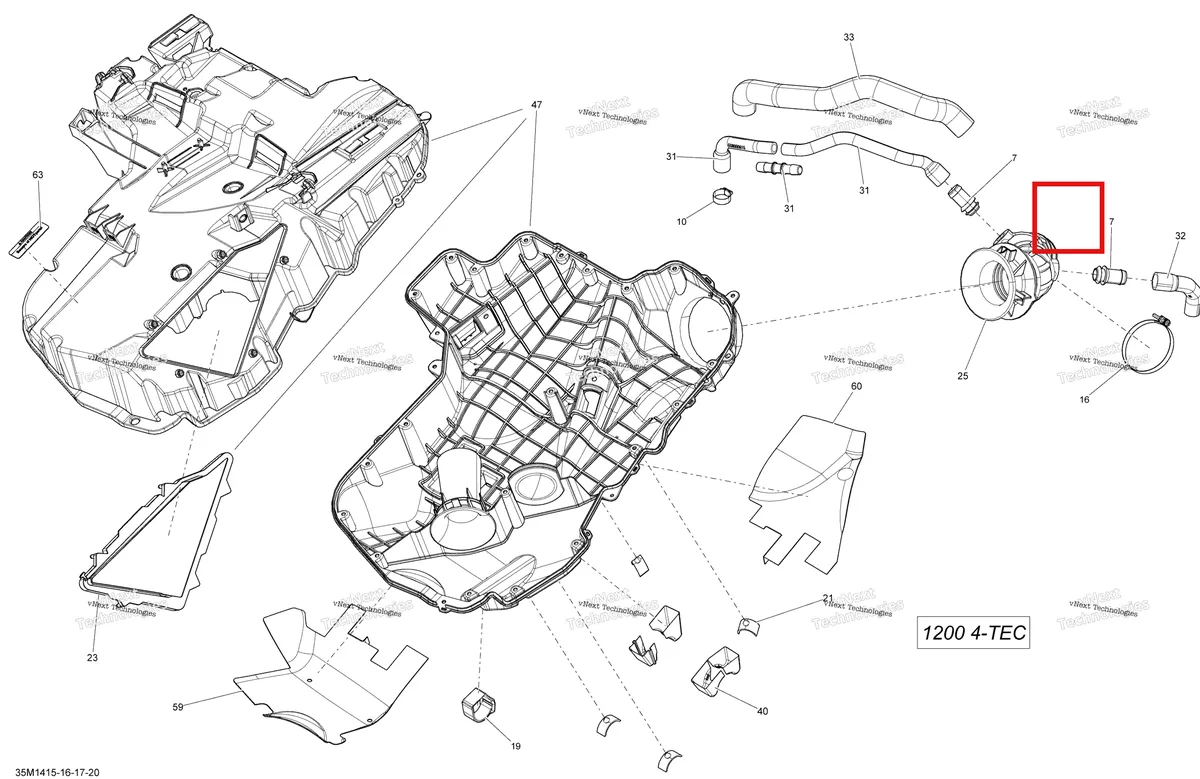 Деталь 508000694 на схеме узла 2014 Ski-Doo GRAND TOURING LE 12004TEC XR Air Intake System