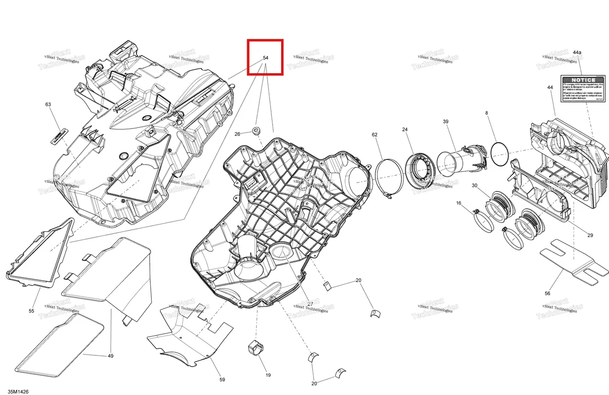 Деталь 508000699 на схеме узла 2014 Ski-Doo TUNDRA XTREME 600HOE XU Air Intake System