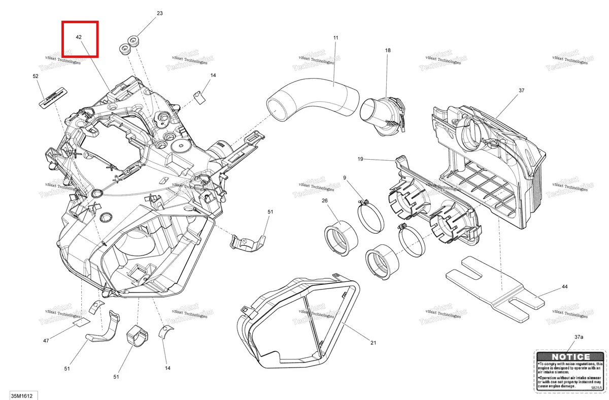 Деталь 508000712 (Вторичная камера) на схеме узла 2016 Ski-Doo EXPEDITION - SPORT 2-STROKE Air Intake System