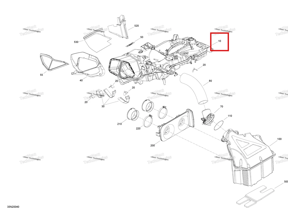 Деталь 508000715 (Деталь Secondary Chamber Ass'y. Includes 1 To 3) на схеме узла 2020 Ski-Doo SKANDIC WT 550F Engine - Air Intake