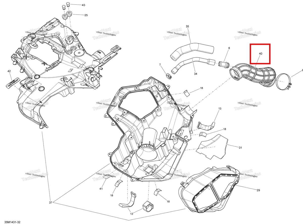 Деталь 508000718 на схеме узла 2014 Ski-Doo TUNDRA SPORT 600ACE XU Air Intake System
