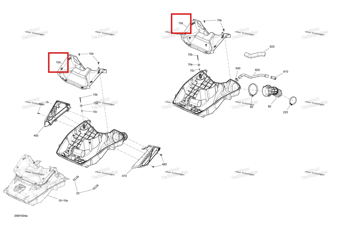 Деталь 508000732 (Деталь Air Duct) на схеме узла 2019 Ski-Doo RENEGADE 600 ACE Air Intake - 600 Ace