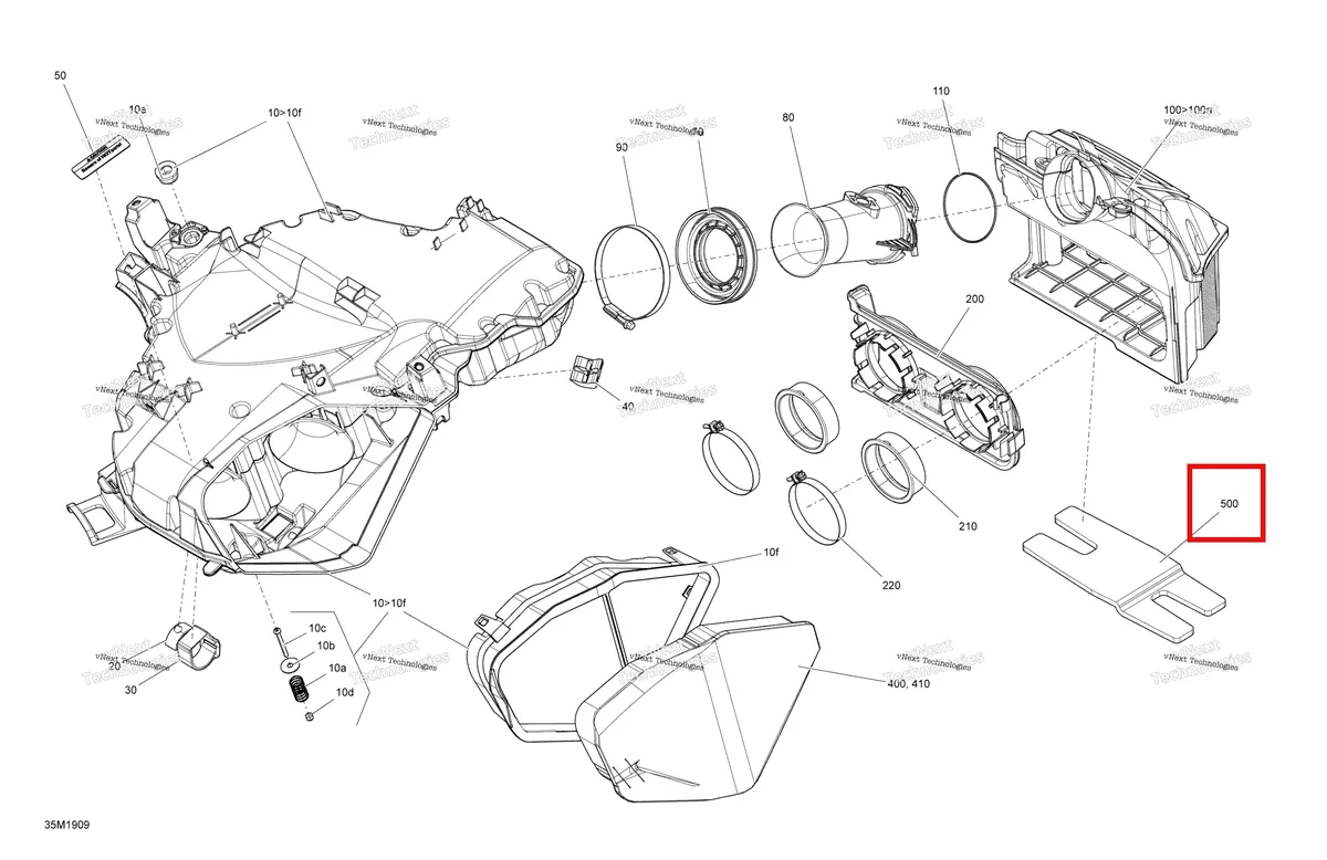 Деталь 508000739 (Утеплен Пенопластом) на схеме узла 2019 Ski-Doo SUMMIT 600 CARB Air Intake - 600 Carb
