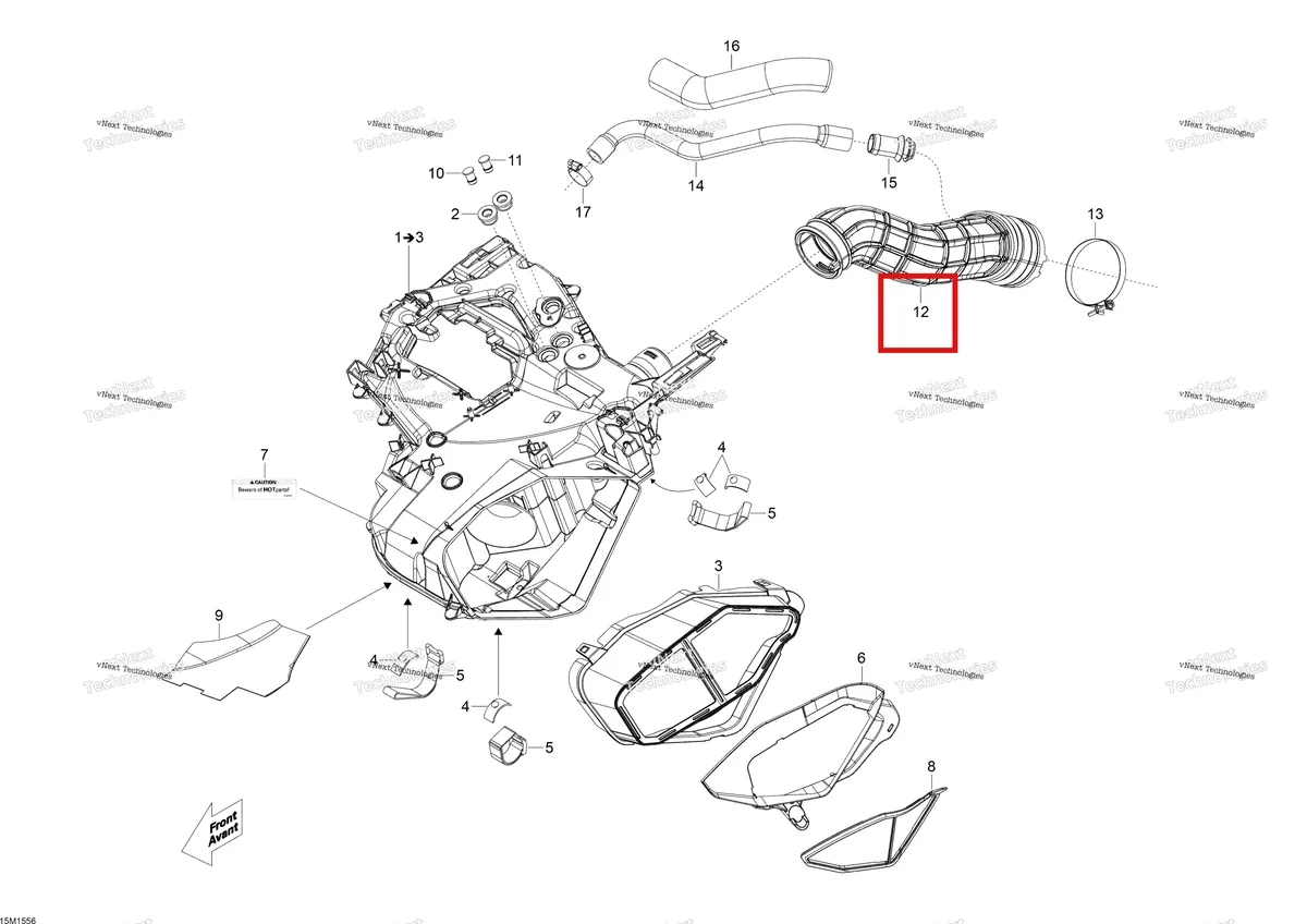 Деталь 508000773 (Воздухозаборный Шланг) на схеме узла 2015 Ski-Doo EXPEDITION LE 900 ACE Air Intake System