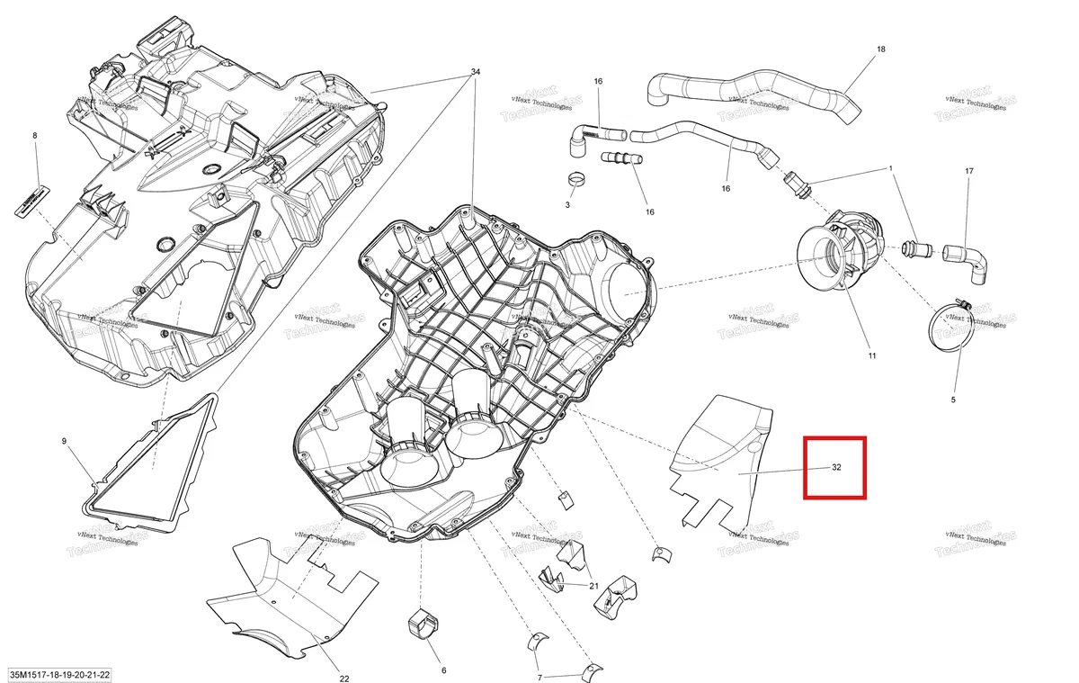 Деталь 508000776 на схеме узла 2015 Ski-Doo RENEGADE X 1200 XR137 Air Intake System