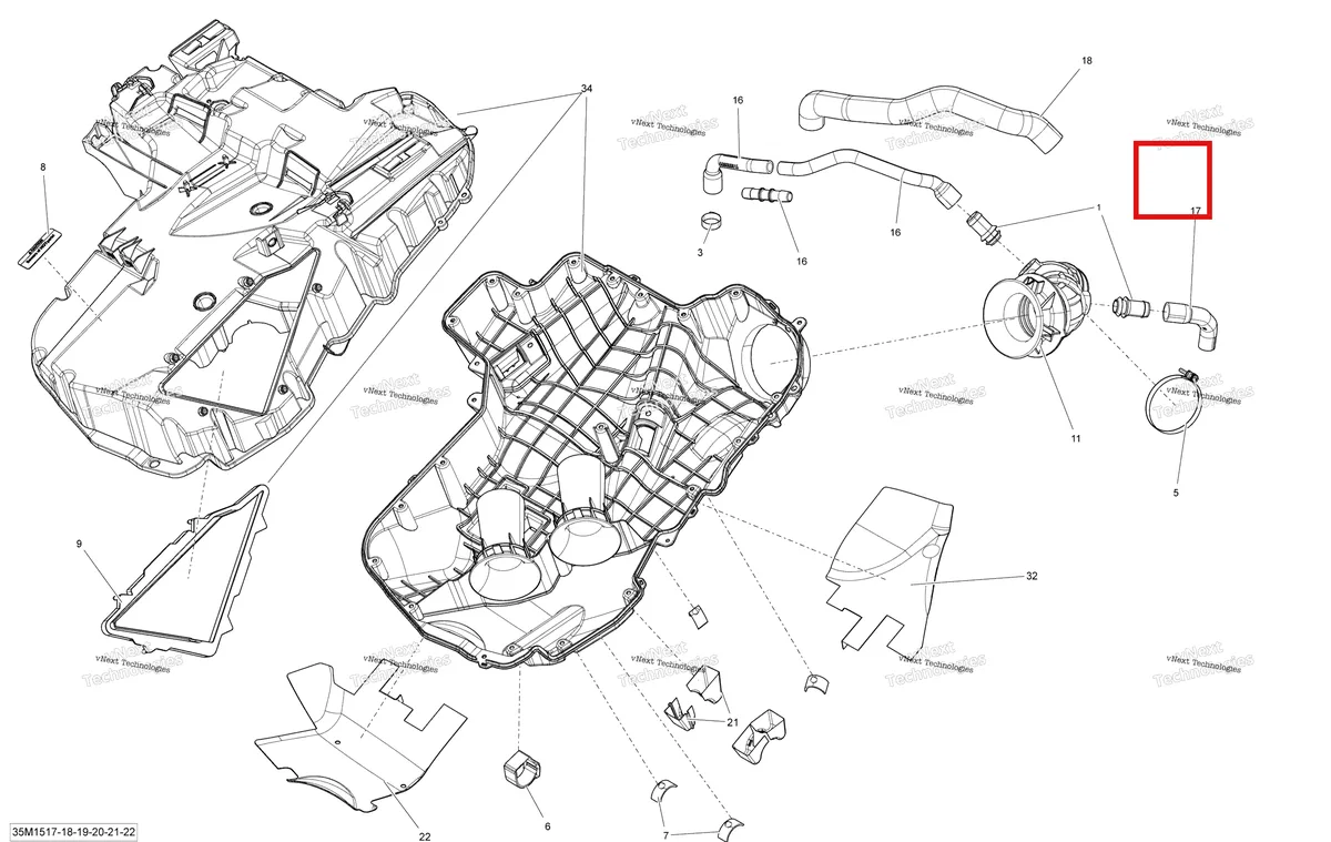 Деталь 508000778 на схеме узла 2015 Ski-Doo GRAND TOURING LE 1200 XR137 Air Intake System