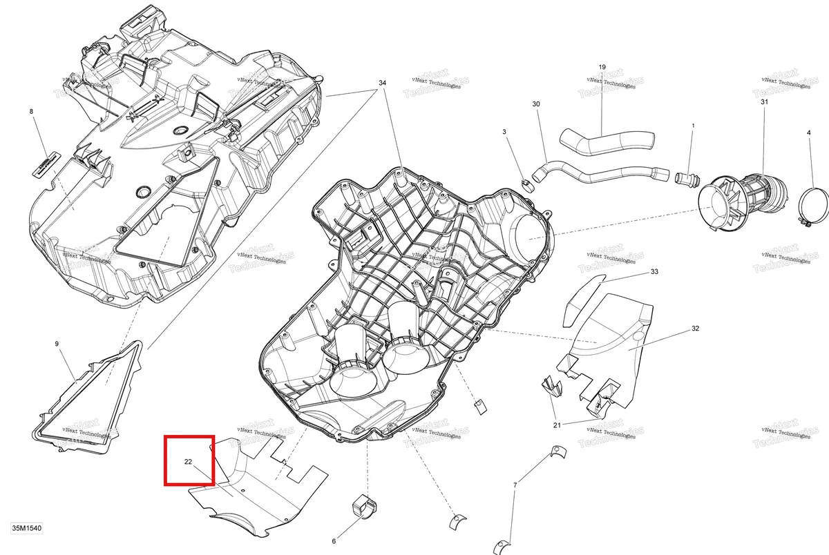 Деталь 508000793 на схеме узла 2015 Ski-Doo GRAND TOURING LE 900ACE XR137 Air Intake System