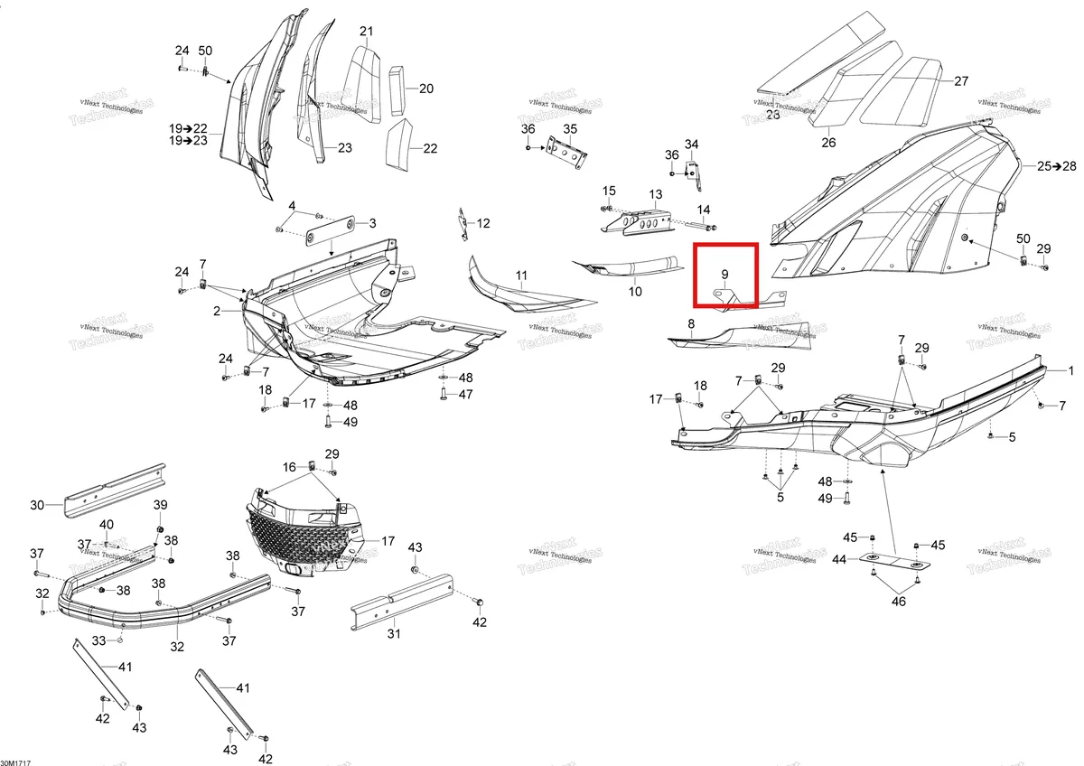 Деталь 508000835 (Тепловой Щит) на схеме узла 2017 Ski-Doo SKANDIC - 2-STROKE - WT-SWT Bottom Pan