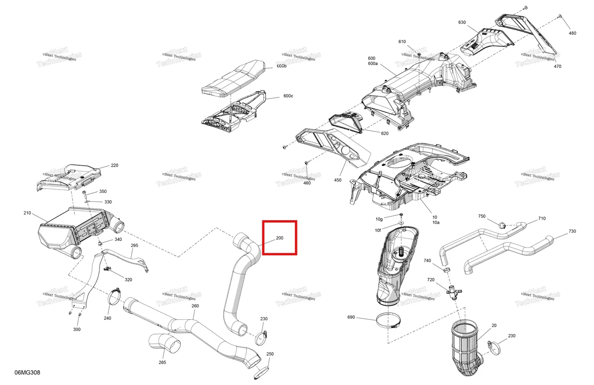 Деталь 508000856 на схеме узла 2027 Ski-Doo RENEGADE - X-RS - 900 ACE TURBO R - DAVR - Circuit Yellow - 15X137X1.25RS Track Engine - Air Intake