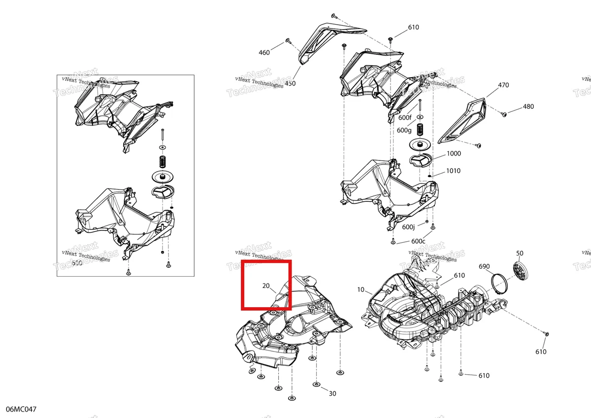 Деталь 508000914 на схеме узла 2023 Ski-Doo RENEGADE 850 E-TEC - ENDURO Engine - Air Intake