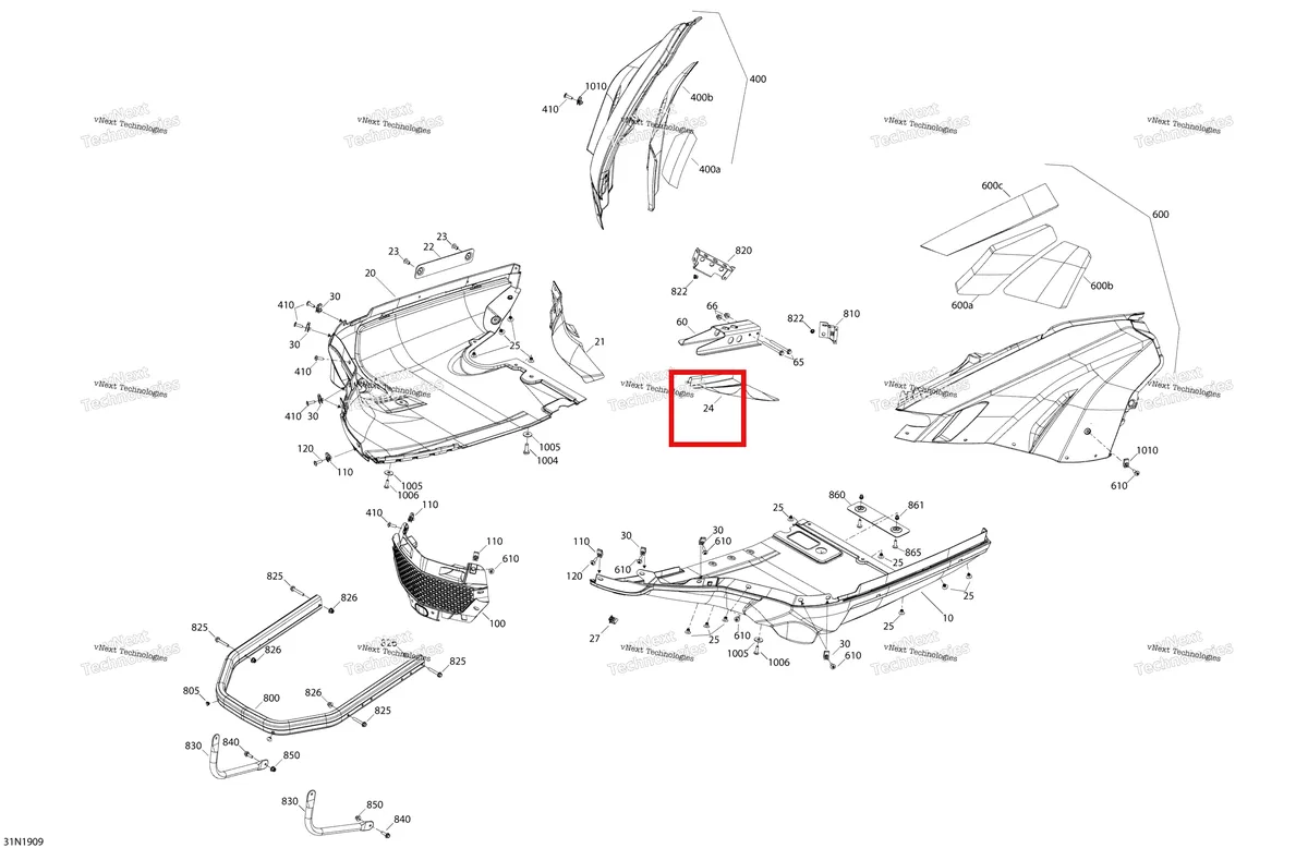 Деталь 508000923 на схеме узла 2019 Ski-Doo SKANDIC SWT 550F Bottom Pan - 550F - Package Swt