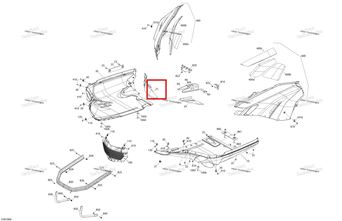 Деталь 508000924 на схеме узла 2019 Ski-Doo SKANDIC SWT 550F Bottom Pan - 550F - Package Swt
