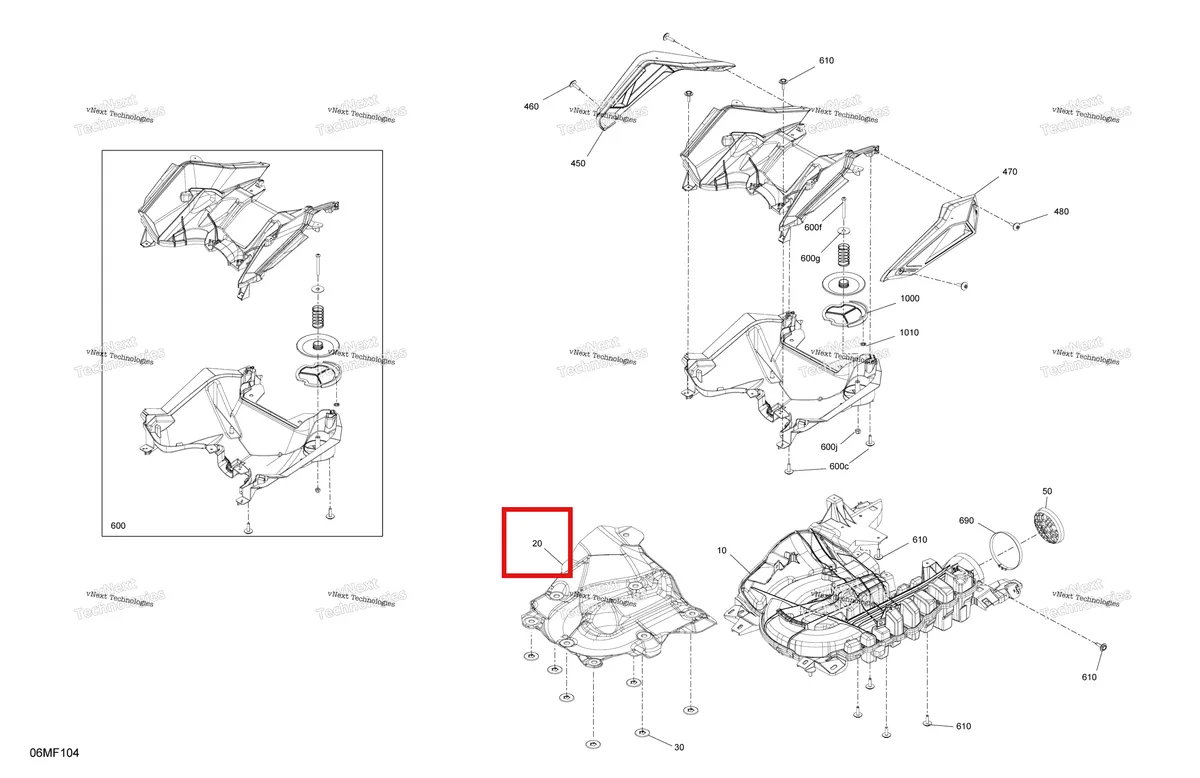 Деталь 508000942 на схеме узла 2026 Ski-Doo SKANDIC - SE - 600R E -TEC - AUTB - Catalyst Gray - 24X154X1.5CST Track Engine - Air Intake