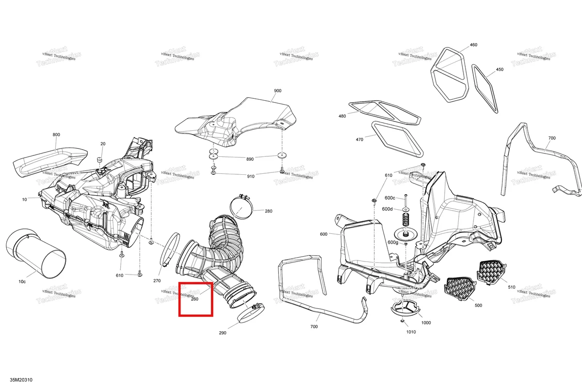 Деталь 508000954 на схеме узла 2020 Ski-Doo SUMMIT 850 E-TEC Turbo Engine - Air Intake - Manifold
