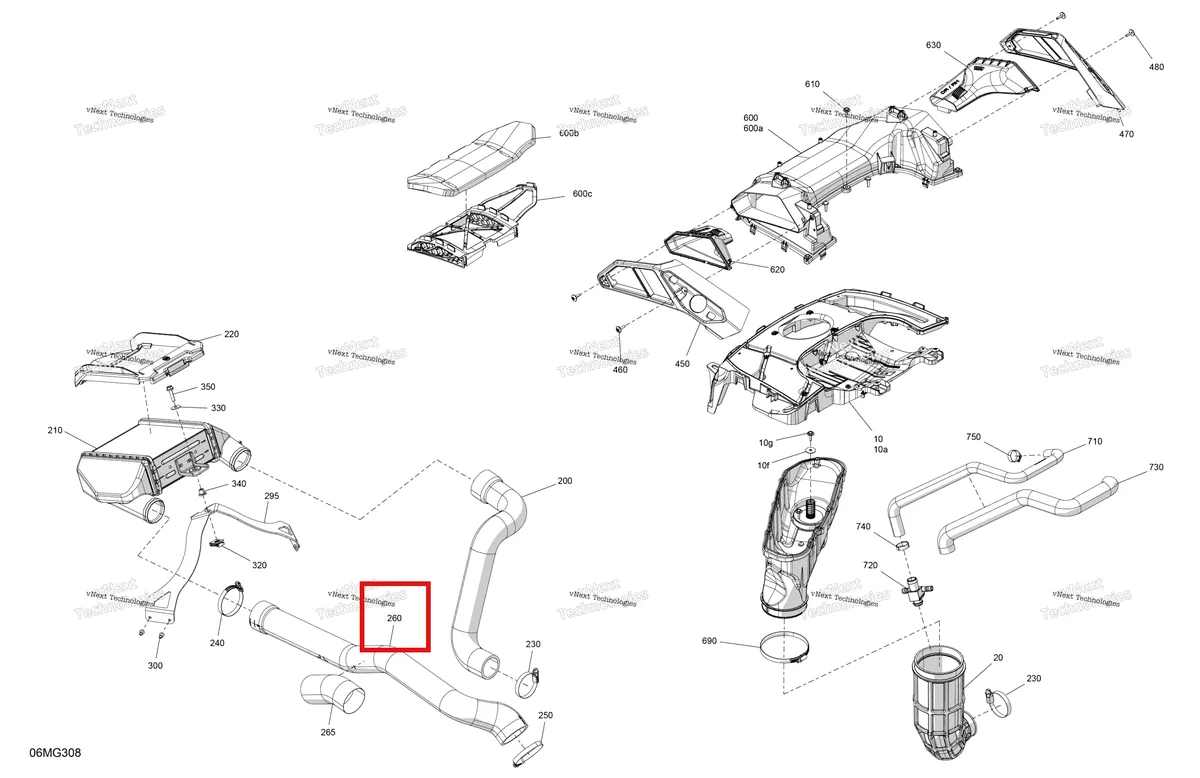 Деталь 508001010 на схеме узла 2027 Ski-Doo RENEGADE - X-RS - 900 ACE TURBO R - DAVR - Circuit Yellow - 15X137X1.25RS Track Engine - Air Intake