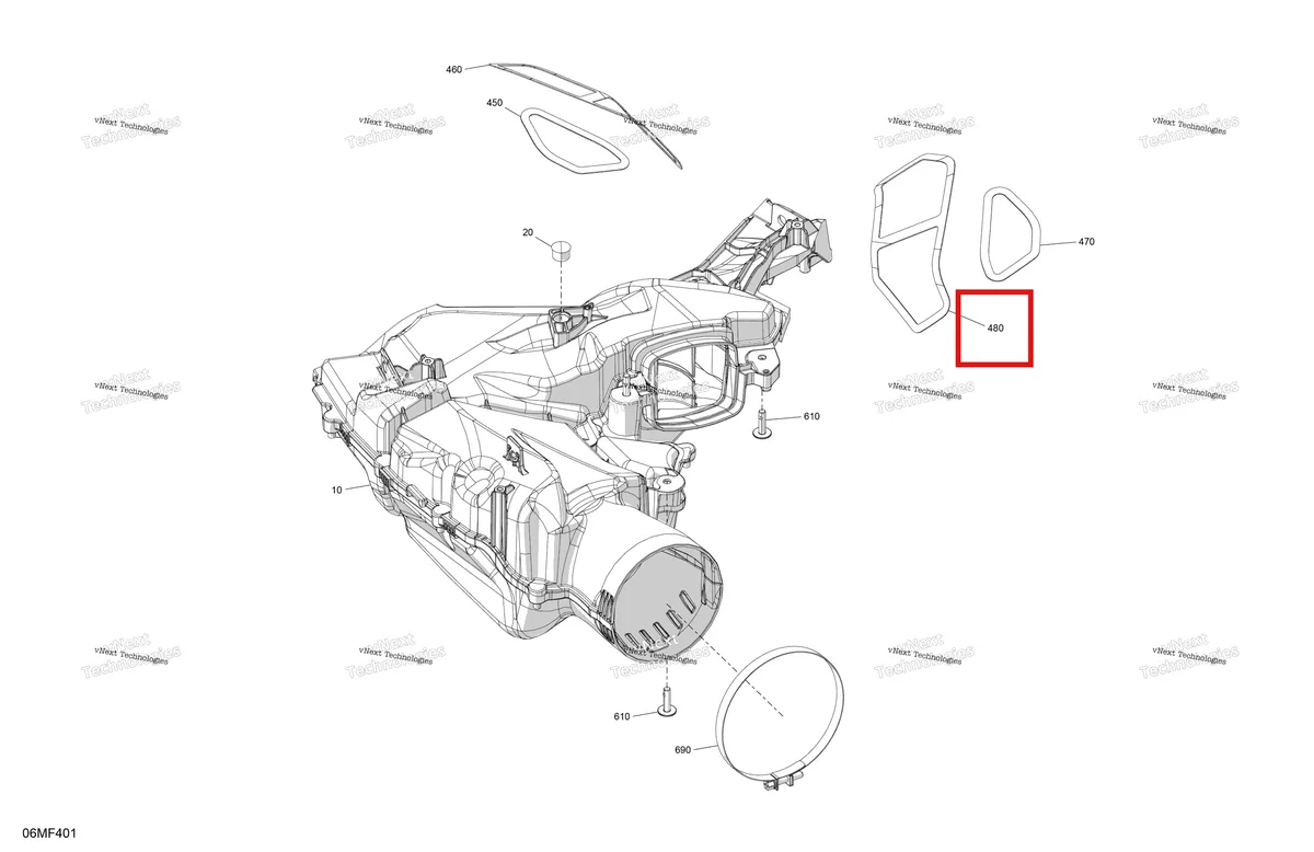 Деталь 508001030 на схеме узла 2026 Ski-Doo MXZ - RACING - 600 RS - BMTA - Neo Yellow - 15X137X1.75R Track Engine - Air Intake