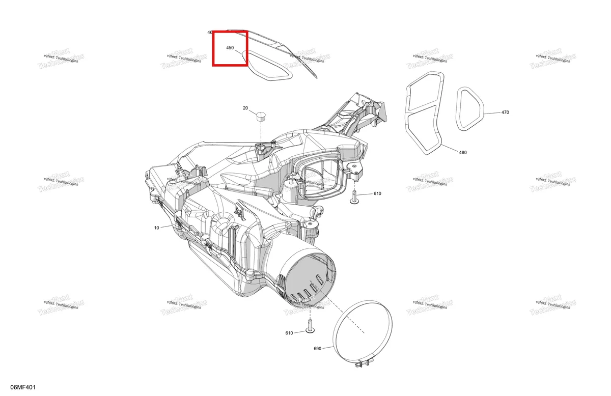 Деталь 508001042 на схеме узла 2026 Ski-Doo MXZ - RACING - 600 RS - BMTA - Neo Yellow - 15X137X1.75R Track Engine - Air Intake