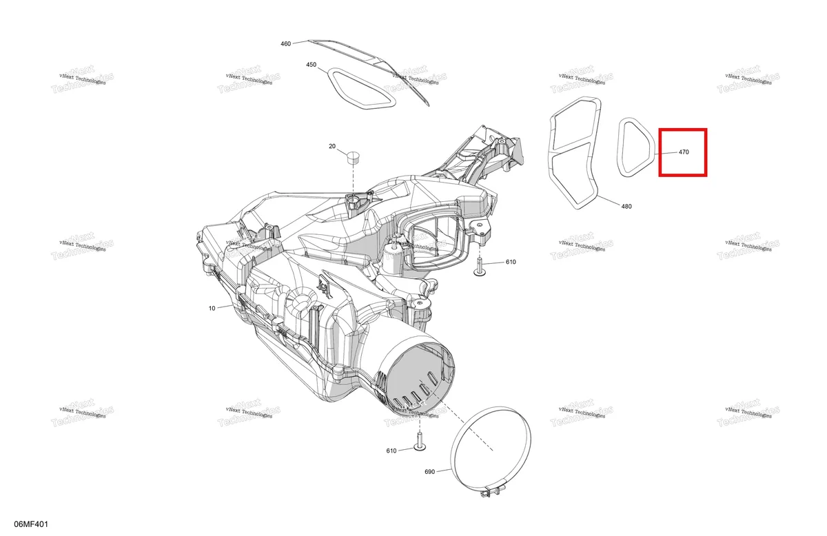 Деталь 508001043 на схеме узла 2026 Ski-Doo MXZ - RACING - 600 RS - BMTA - Neo Yellow - 15X137X1.75R Track Engine - Air Intake